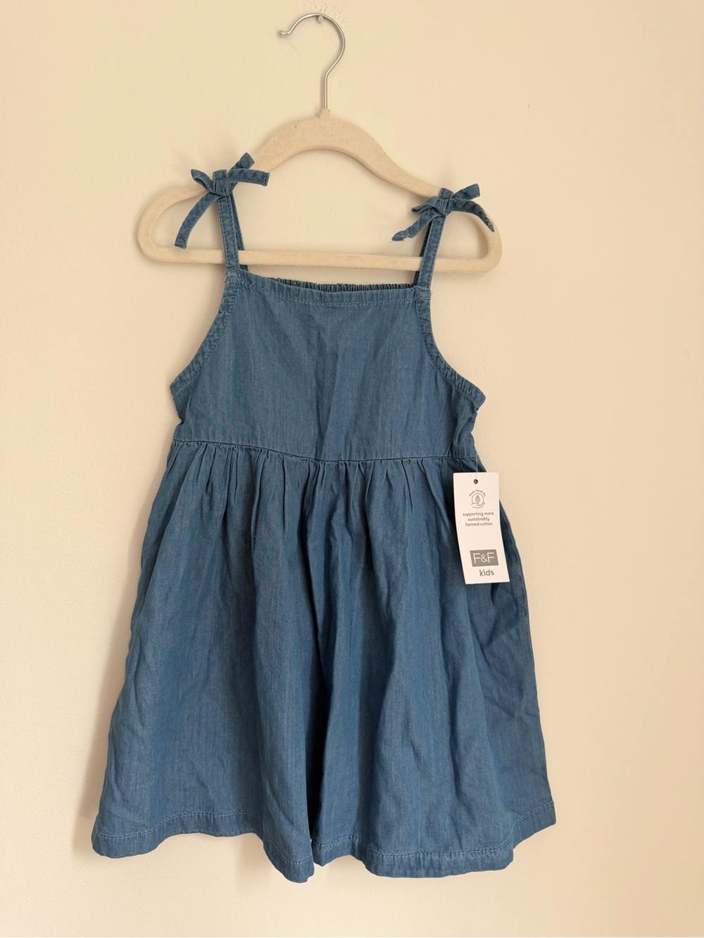 F&F Kids Denim Tie-Shoulder Dress (Size 3-4)